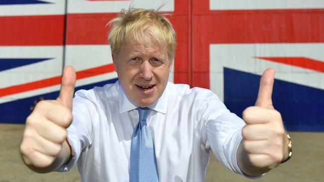 Boris Johnson at a shipyard on the Isle of Wight yesterday. Picture: AFP