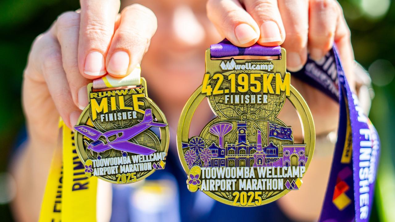 The medals which will be presented to Toowoomba Wellcamp Airport Marathon participants.