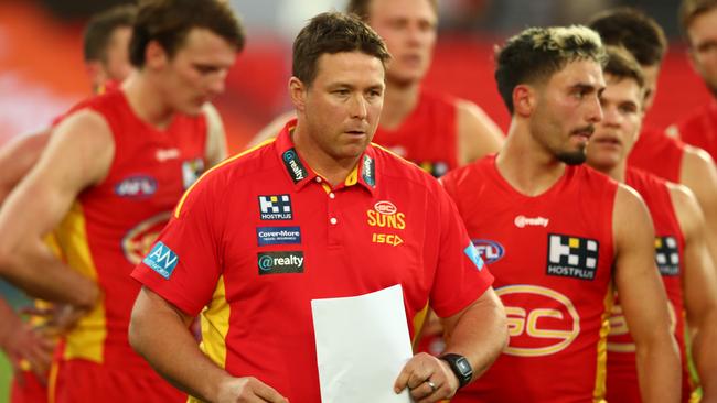 Suns coach Stuart Dew says there is no rift between him and Dean Solomon. Picture: Chris Hyde/AFL Photos/via Getty Images