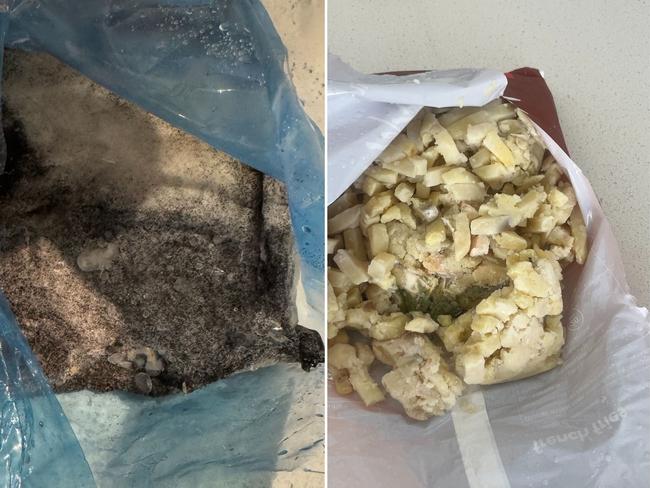 A Paradise Point resident was horrified to find rotten frozen food items in her click and collect order from Hope Island Marketplace Woolworths