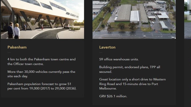 Remi Capital’s property projects which were displayed on its site. Picture: Remi Capital