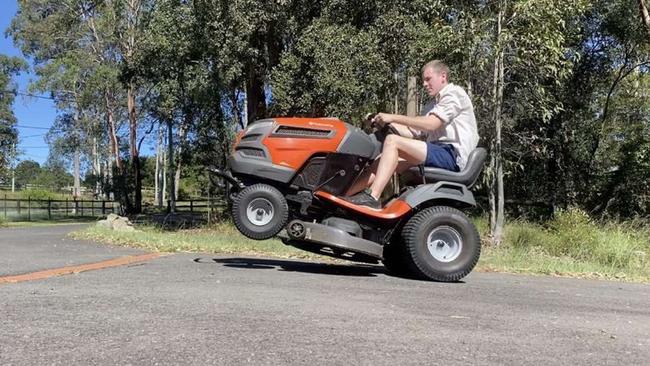 The family recently discovered this photo of Jake Chapman doing a wheelie on his father’s lawnmower, which his mother said encapsulates his cheeky love of life.