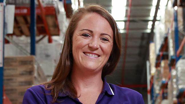 **The Thanks A Million campaign** Helen Bell at the Foodbank warehouse, in Glendenning, today.Helen who had just started working at Foodbank in late 2019 when a number of bushfires hit and she had to quickly respond, working midnight shifts and weekends managing donor enquiries from the Australian and international communities.Picture:Justin Lloyd