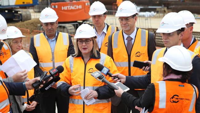 The Minister for Public Transport, Jacinta Allan, at a Metro Tunnel site in July. Picture: David Crosling