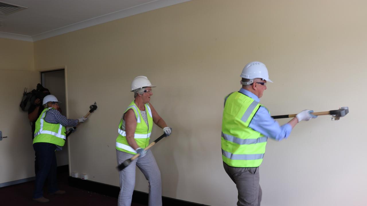 DEMOLITION COMMENCES: Capricornia MP Michelle Landry, Rockhampton region mayor Margaret Strelow and Deputy Prime Minister Michael McCormack MP visited the Quay St building which will be demolished to make way for the new art gallery.