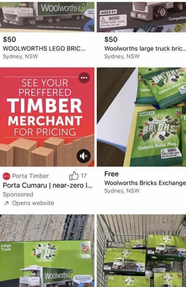 Fuming shoppers have expressed disappointment at Woolworths Bricks items being resold on eBay and Facebook Marketplace.