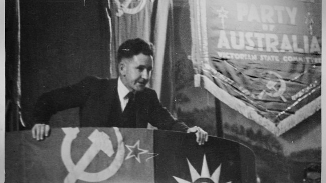 An Australian communist makes a speech in Melbourne during a May Day event in the 1940s. Picture: State Library of Victoria