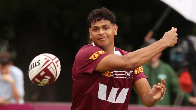 Selwyn Cobbo at Queensland Origin training. Picture: Liam Kidston