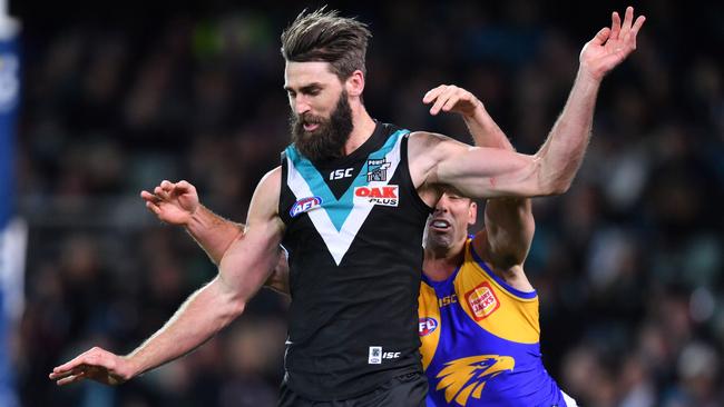 Justin Westhoff of the Power during the Round 21 match against West Coast. Picture: AAP Image/David Mariuz