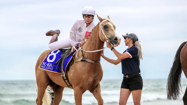 Zara Tindall at the Barrier Draw this morning. Picture: NIGEL HALLETT
