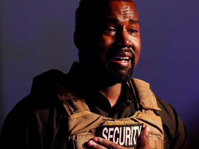 Rapper Kanye West gets emotional as he holds his first rally in support of his presidential bid in North Charleston, South Carolina, U.S. July 19, 2020.  REUTERS/Randall Hill