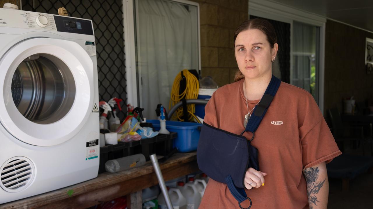 Carla Benson, four months after being hit by a car, says she has struggled to receive financial support from Centrelink after her payments were suspended due to an admin error on her medical certificate. Picture: Christine Schindler