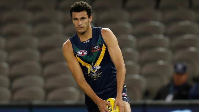 Ballenden in action during the AFL Academy v Northern Blues match at Etihad Stadium in April 15, 2017. Picture: AFL Media