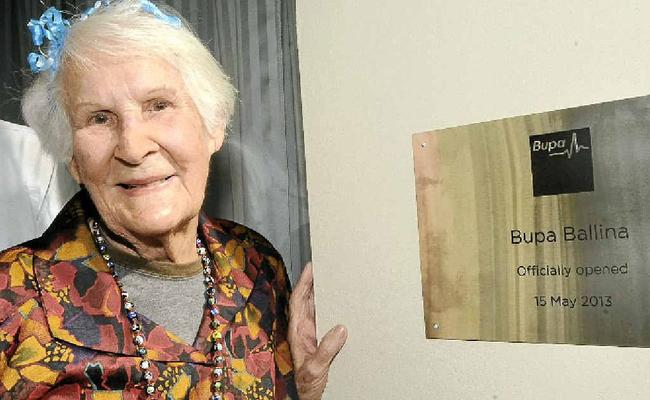 NAME CHANGE: Resident Nellie Whiteman at the unveiling of Bupa Ballina. Picture: Doug Eaton