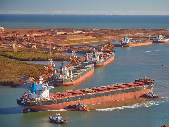 Bulk iron ore carriers at Port Hedland. Picture supplied by the Pilbara Ports Authority.Picture: Supplied