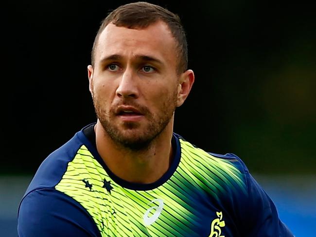 BATH, ENGLAND - SEPTEMBER 15: Quade Cooper of Australia in action during a training session at the University of Bath on September 15, 2015 in Bath, United Kingdom. (Photo by Dan Mullan/Getty Images)