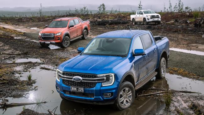 Utes continue to dominate new-car sales. The Toyota HiLux, Ford Ranger and Isuzu D-Max filled three of the top four spots on the sales charts. Picture: Thomas Wielecki.