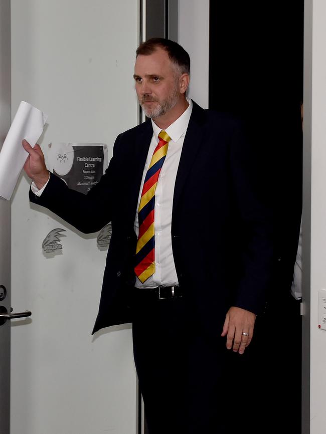 Tim Silvers arriving at Wednesday’s press conference to announce his appointment. Picture: Naomi Jellicoe