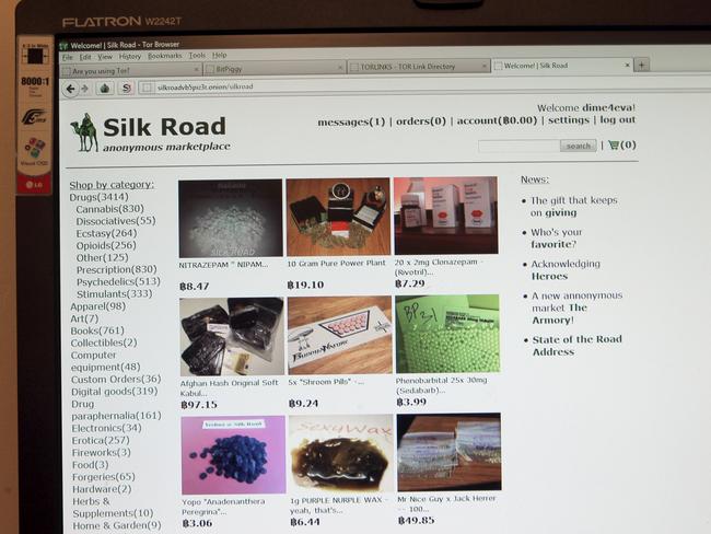 Super store ... Screen grabs from the “dark web” Silk Road dug-sale website. Source: Mark Cranitch.