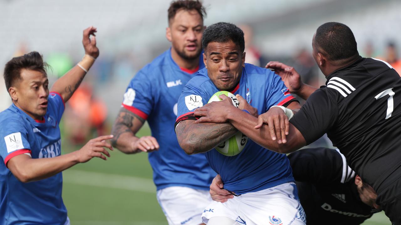 Action from the Manu Samoa v NZ Heartland XV clash at Eden Park.