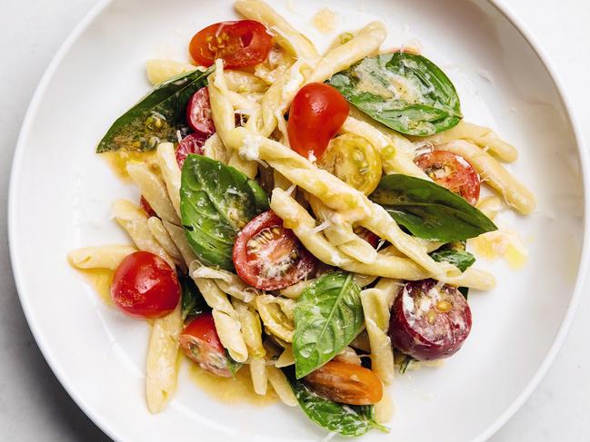 Fresh: pasta with tomato, goat’s curd and basil. Picture: Nikki To