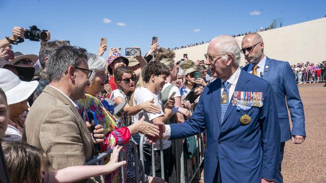 Charles greets members of the public outside Parliament House in Canberra on October 21. Picture: Arthur Edwards - Pool/Getty Images