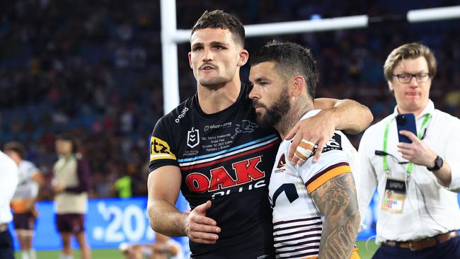 Nathan Cleary and Adam Reynolds after the grand final. Picture: Adam Head