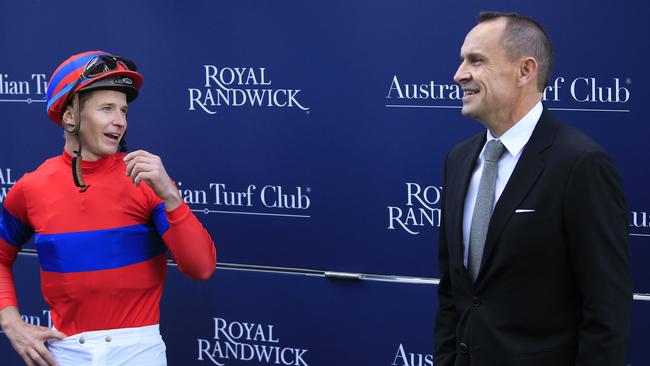 James McDonald and Chris Waller couldn;t have been happier with Verry Elleegant’s return. Picture: Getty Images