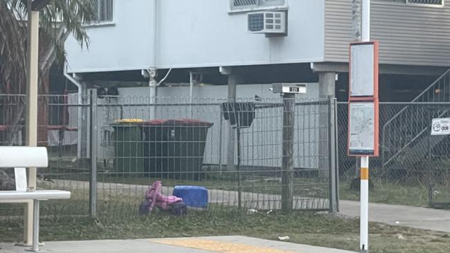 The scene where a little boy, 1, was hit by a car in Heatley, Townsville on Tuesday. He later died in hospital. Picture: Shayla Bulloch