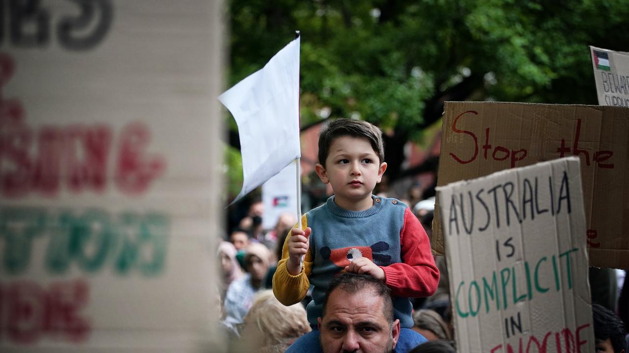 A large number of families also attended the rally. Picture: NCA NewsWire / Luis Enrique Ascui