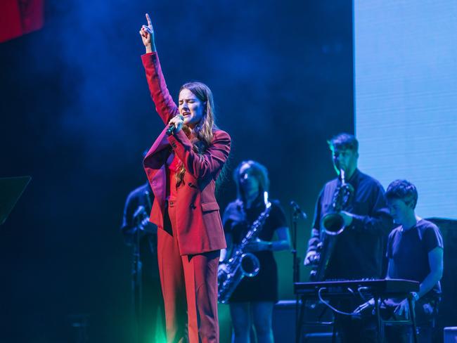 Wray performing at legendary music promoter Michael Gudinski's State Memorial Service. Picture: Mushroom Creative House