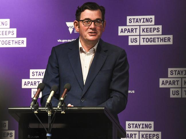 Victorian Premier Daniel Andrews on Friday touted ‘good news’. Picture: Penny Stephens