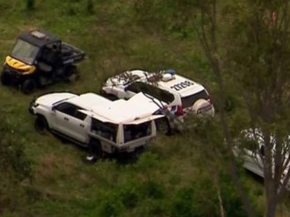 Investigations are underway after the discovery of human remains on a regional property at Booubyjan, about 100km west of Gympie. Picture: Channel 7