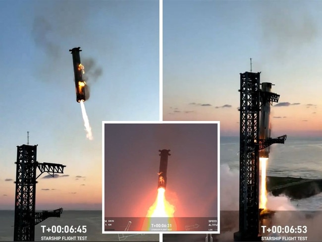 Elon Musk's rocket lands safely. Picture: Supplied