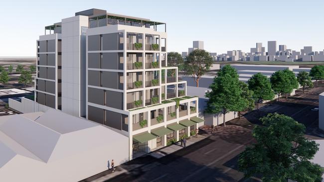 Artist impression of a proposed seven-storey apartment building for Unley Rd. Picture: Enzo Caroscio Architecture