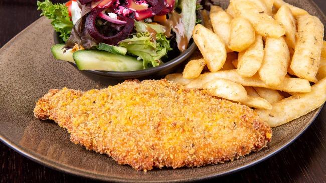 a 350g chicken schnitzel at the Tingalpa Hotel, Brisbane. Picture: Supplied