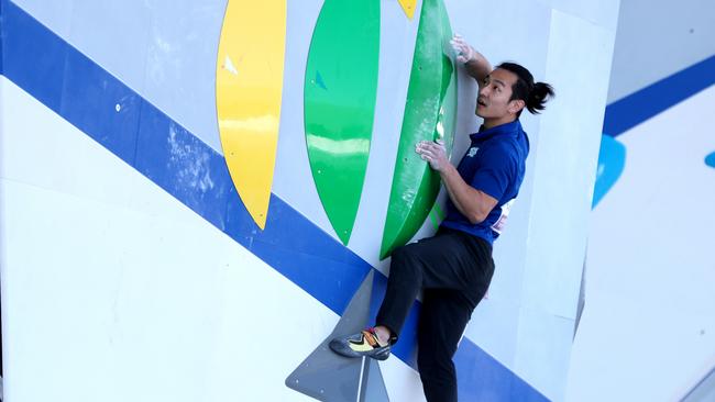 Participants competed in the bouldering discipline during the Sports Climbing Tokyo 2020 Olympic test avent at the Aomi Urban Sports Park last week. Picture: Getty/Clive Rose