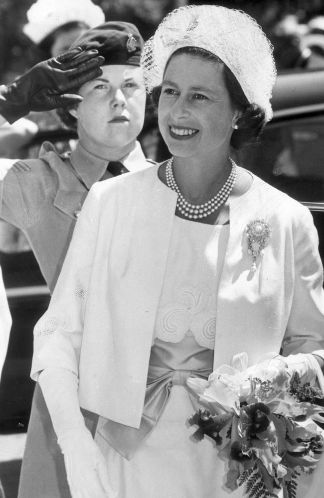 1963: A smiling Queen Elizabeth visits Fremantle in Western Australia. Picture: News Corp Australia