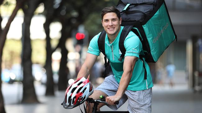 Moses was a Deliveroo rider for one unsuspecting Parra fan. Picture: Brett Costello