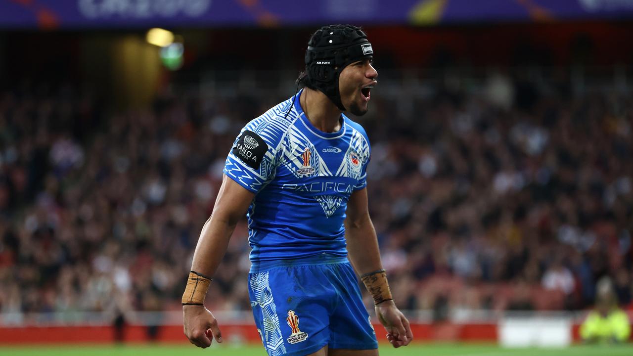 Stephen Crichton was the hero the last time Samoa played England, and while he won’t be there for this tour, Samoa still have a strong squad capable of another massive upset. Picture: Michael Steele/Getty Images