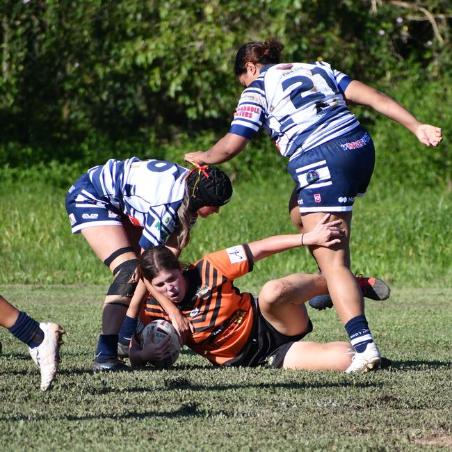 The Herbert River Crushers Women’s team drew 20-20 with Townsville Brothers in a hard-fought contest in Ingham on Saturday. Picture: Cameron Bates