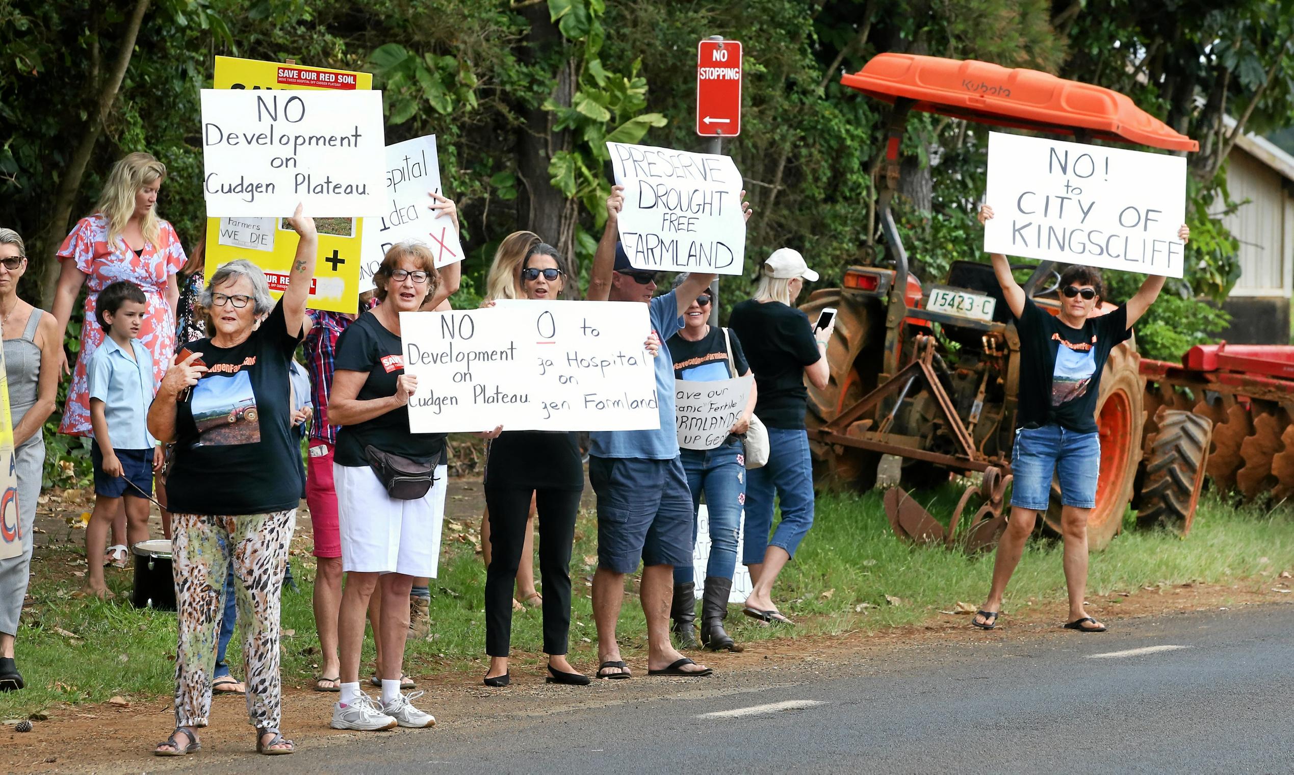 protest outside the site of the new Tweed Valley Hospital at Cudgen. Photo Scott Powick. Picture: Scott Powick