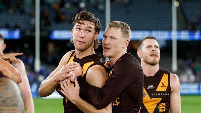 Hawthorn defender Jack Scrimshaw has signed a new three-year deal through to the end of 2027. Picture: Dylan Burns / Getty Images