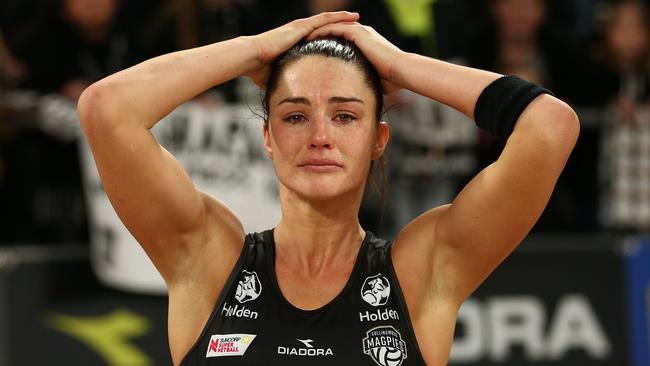 Layton after her final Super Netball home game for the Magpies. Pic: Getty Images