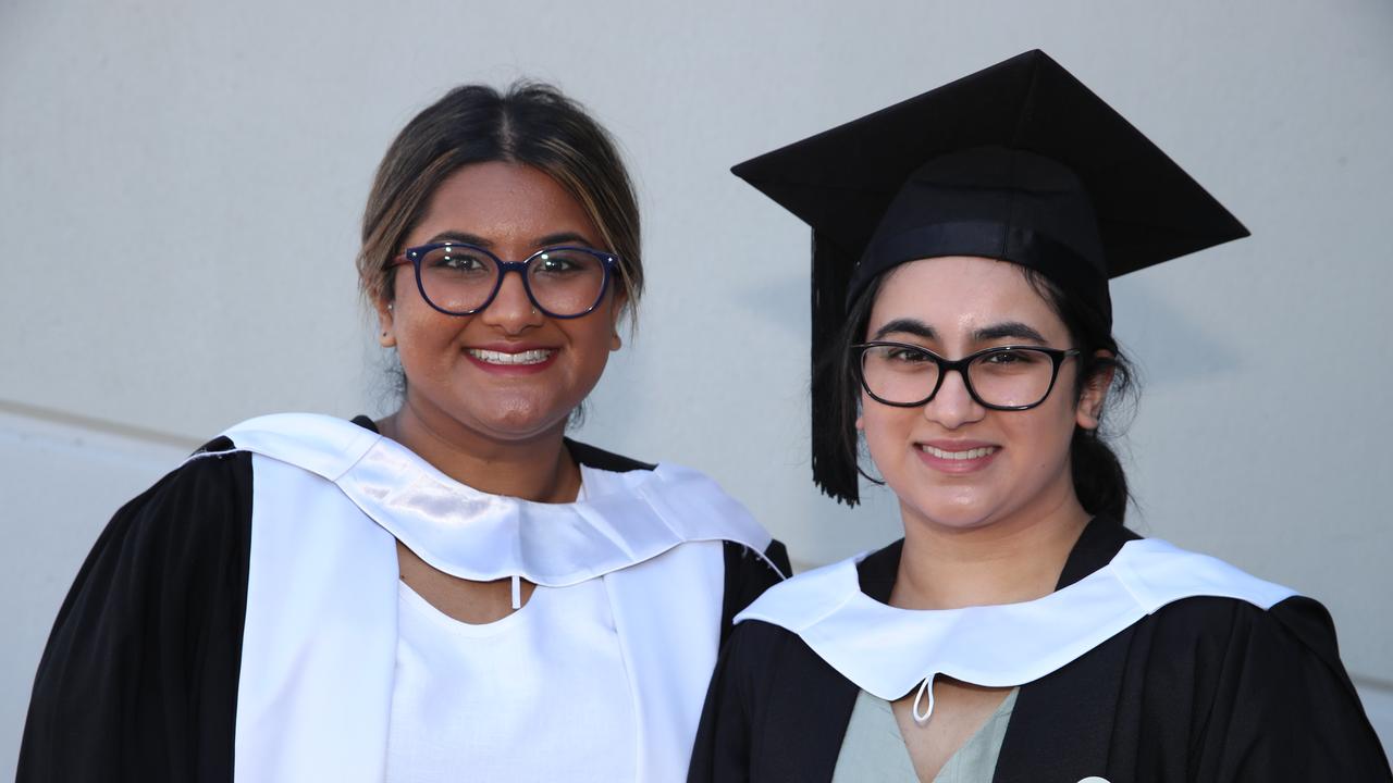 Griffith business school graduation at Gold Coast convention Centre. Hemali Patel and Mallika Patel. Picture Glenn Hampson