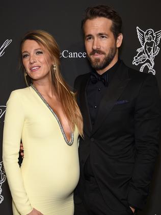 A heavily pregnant Lively with Reynolds in October last year. Picture: Getty Images