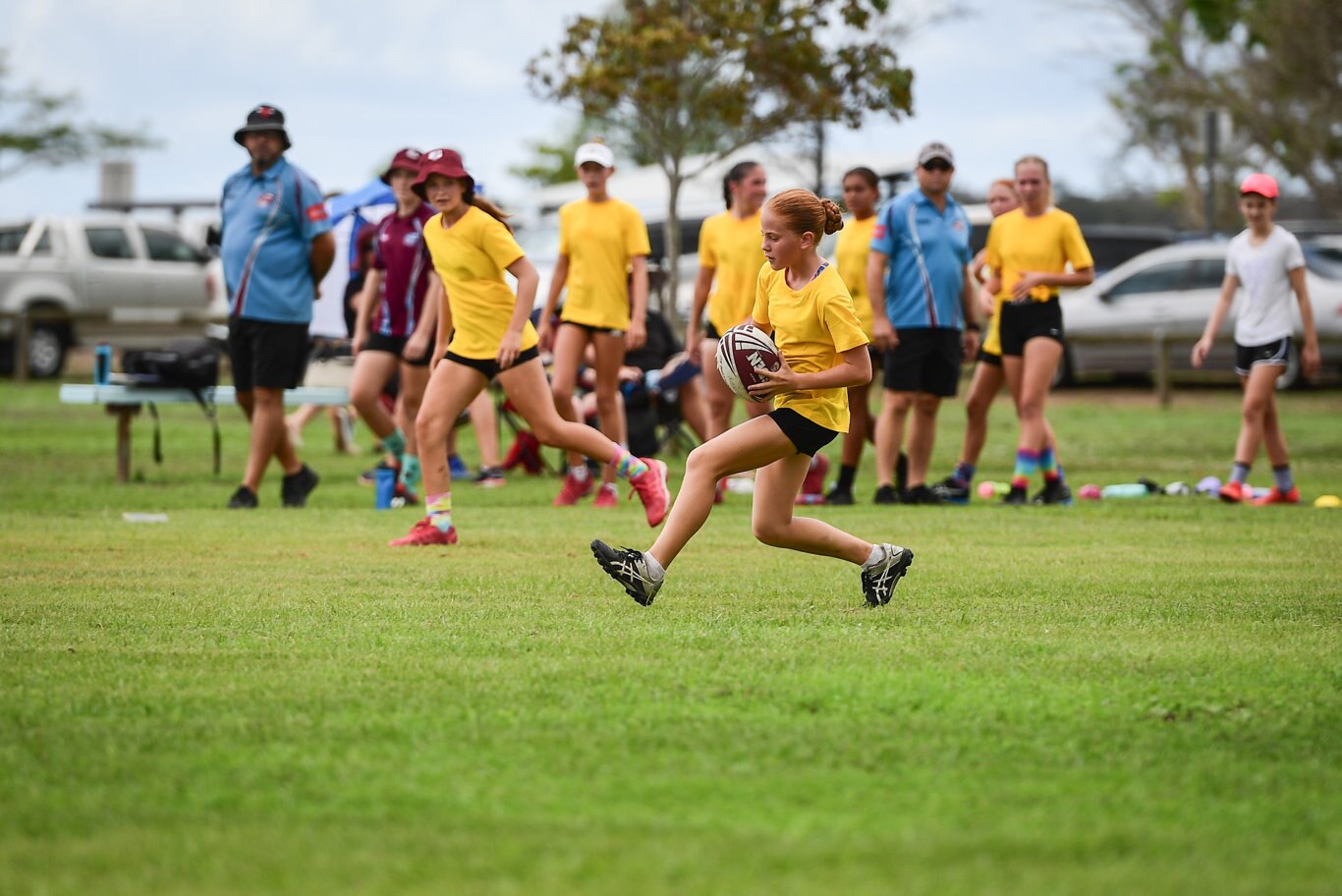 Sarah Bugeja with the ball for Bundaberg U14s.