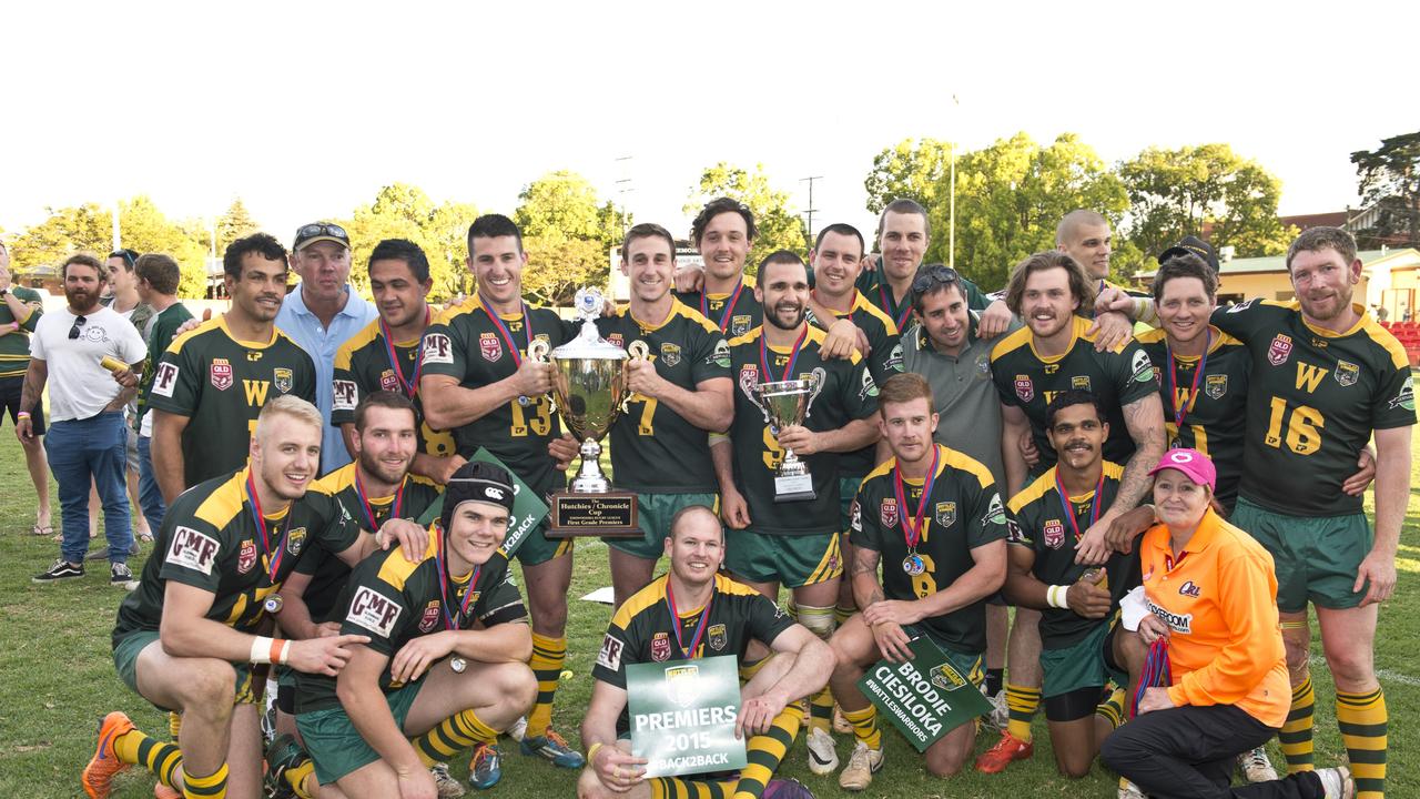 The victorious Wattles team. TRL Grand Final, Wattles vs Dalby Diehards. Sunday, Sep 27, 2015. Photo Nev Madsen / The Chronicle