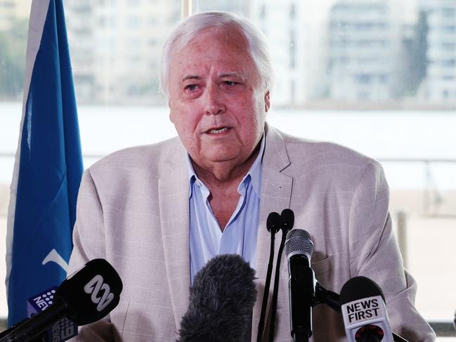 SYDNEY, AUSTRALIA - NCA NewsWire Photos - 13 MARCH, 2024: Australian billionaire businessman Clive Palmer holds a press conference about the construction of Titanic II, at the Opera House in Sydney. Picture: NCA NewsWire / Rohan Kelly