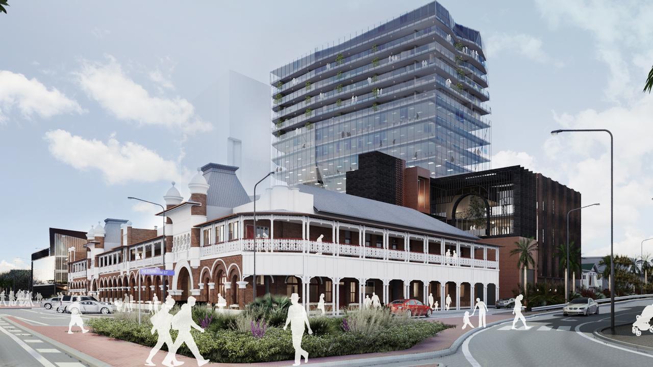 An artist’s impression of The Hive redevelopment of the Queens Hotel area on Townsville's Strand.